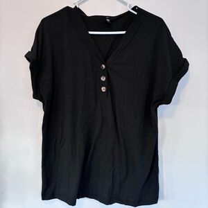 Chic Black V-Neck Women's Blouse
